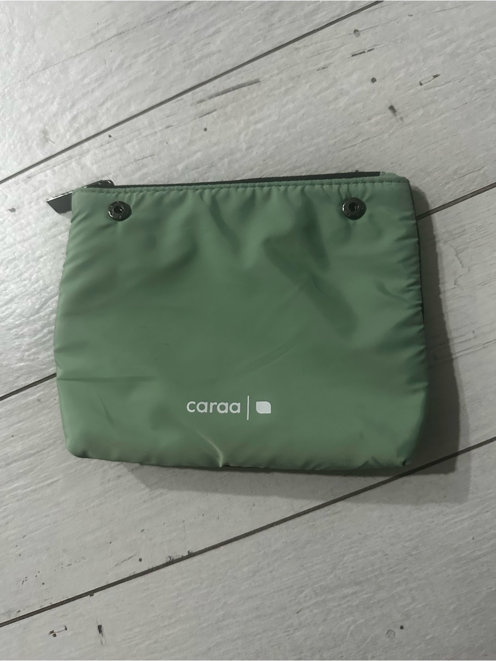 caraa Sage Green Nylon Zip Pouch